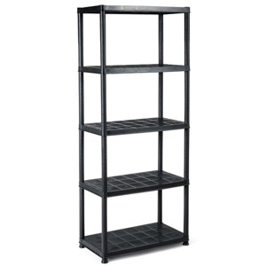 Costway 5-Tier Storage Shelving Freestanding Heavy Duty Rack Black - 1 of 4