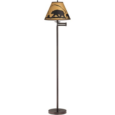 360 Lighting Modern Swing Arm Floor Lamp Adjustable Bronze Mountain Scene Empire Shade for Living Room Reading Bedroom Office