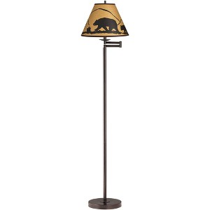 360 Lighting Modern Swing Arm Floor Lamp Adjustable 67.5" Tall Bronze Mountain Scene Empire Shade for Living Room Reading Bedroom Office - 1 of 4
