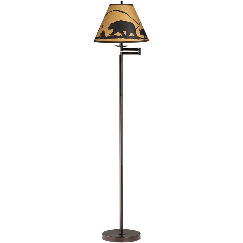 360 Lighting Modern Swing Arm Floor Lamp Adjustable 67.5" Tall Bronze Mountain Scene Empire Shade for Living Room Reading Bedroom Office, 1 of 6