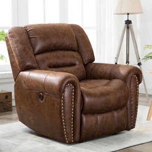 Bestier Electric Recliner Chair with Breathable Bonded Leather, Classic Single Sofa Home Theater Reclining Seating with USB Port, Comfortable Armrest - 1 of 4