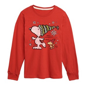Boys' - Peanuts - Snoopy Woodstock Skate Long Sleeve Graphic T-Shirt - 1 of 4