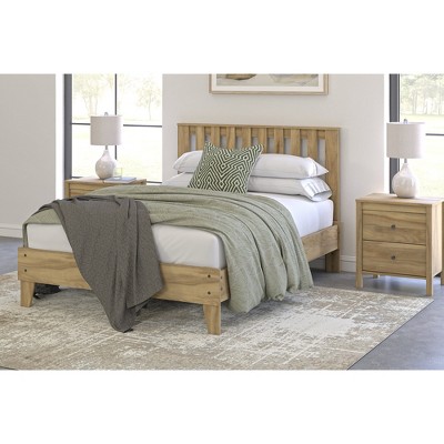Light Brown Full Wood Panel Headboard