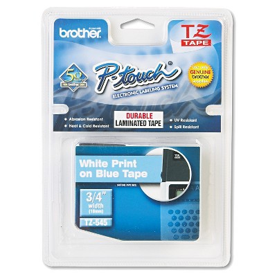 Brother P-Touch TZ Standard Adhesive Laminated Labeling Tape - White/Blue