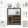Coffee Wine Bar Cabinet with Storage and Detachable Rack, Farmhouse Sideboard and Buffet Cabinet with Glass Holder and Mesh Door - 4 of 4