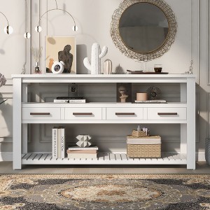 CAVINAS Modern Console Table with 4 Drawers and 2 Shelves,Hallway Table with Ample Storage,Stylish Entryway Table for Living Room,Hallway - 1 of 4