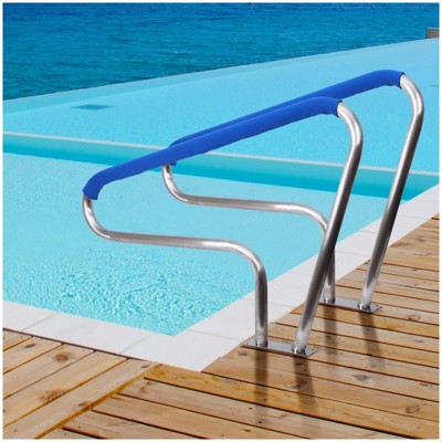 Pool Rail, 304 Stainless Steel 370LBS Load Capacity Silver Rustproof Pool Handrail