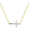 ELYA Women's Polished Sideways Cross Two Tone Steel Necklace - 18" - 3 of 4