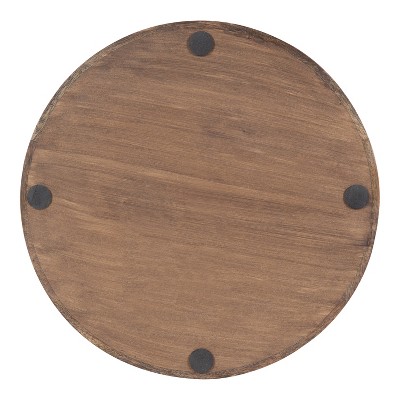 Ehrens 15" Round Natural and White Mango Wood Tray