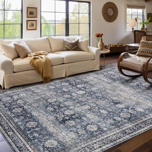 coucheta Vintage Floral Area Rugs for Living Room, Multi-size Washable Low Pile Non Slip Stain Resistant Non-Shedding Carpet, for Bedroom, Dining - 1 of 4