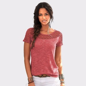 Women's Lace Insert Top - LASCANA - 1 of 4