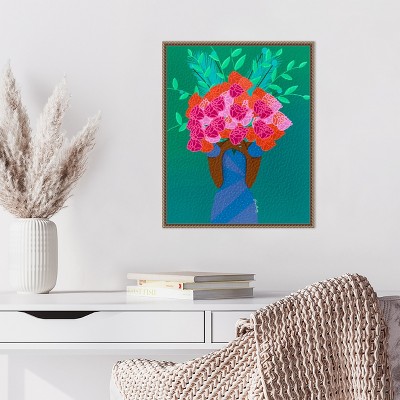 Botanic-Inspired Beaded Bronze Framed Canvas Wall Art 16 x 20-in.