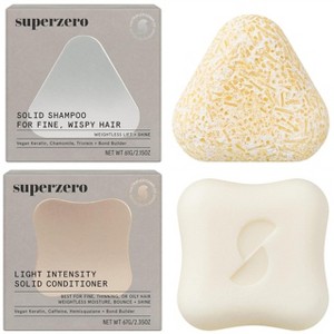 Superzero Fine Hair Shampoo Bar for Volume & Shine (2.15 oz)  + Light Intensity Conditioner for Fine/Thin Hair (2.35 oz) DUO SET - 1 of 4