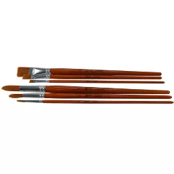 Sax Copper Acrylic Long Wood Handle Paint Brushes, Assorted Sizes, set of 6