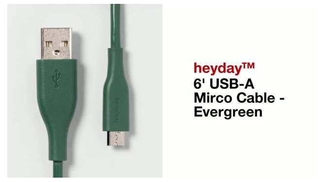 10&#39; Micro-USB to USB-A Round Cable - heyday&#8482; Cool Gray/Silver, 2 of 5, play video
