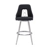 26" Ruby Faux Leather Stainless Steel Counter Height Barstool Black - Armen Living: Swivel Seat, High Back, Footrest - 2 of 4