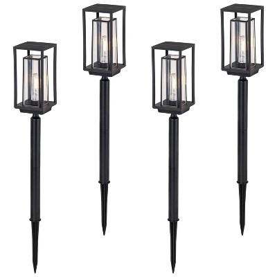 C Cattleya Black LED Outdoor Solar Path Lights,3000K Warm White/150 Lumen