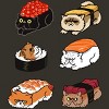Junior's Design By Humans Sushi Persian Cat By huebucket T-Shirt - 2 of 3