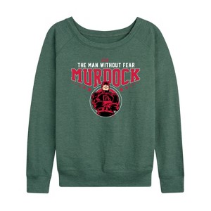 Women's - Marvel - Daredevil Murdock Lightweight French Terry Wide Neck Long Sleeve Graphic Shirt - 1 of 4