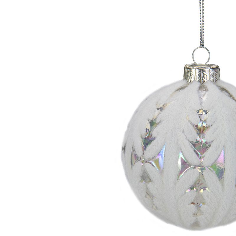 Northlight 3.25" Clear Iridescent with White Frost Glass Ball Christmas Ornament, 2 of 4