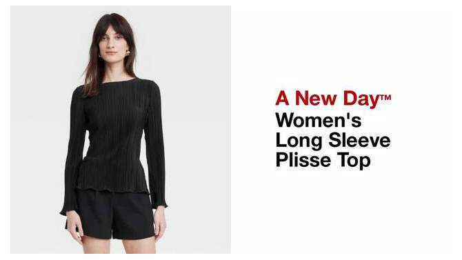 Women's Long Sleeve Plisse Top - A New Day™, 2 of 11, play video