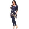 Women's Plus Size 3/4 Sleeve Printed Erie Tunic Top with Pockets - White Mark - 2 of 3