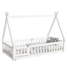 Okak Twin/Full Tent-shaped Floor Platform Bed with Guardrails/Door,Solid Wood Bed Frame for Kids,Teens,No Spring Box Needed - 4 of 4