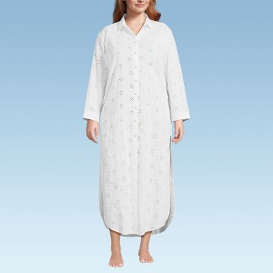 Lands' End Women's Eyelet Button Down Maxi Cover-up Dress - 1 of 4