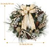 24" Christmas Wreath, Outdoor Christmas Wreath for Front Door, Battery Operated Xmas Wreath with Gold Ball Ornaments Pine Cones Antlers 20 LED Lights - 3 of 4