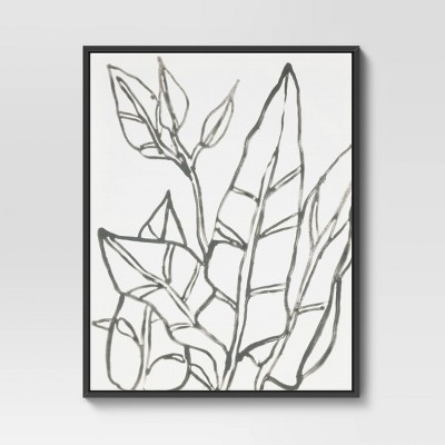 24&#34; x 30&#34; Botanical Sketch Framed Wall Canvas White/Black - Project 62&#8482;