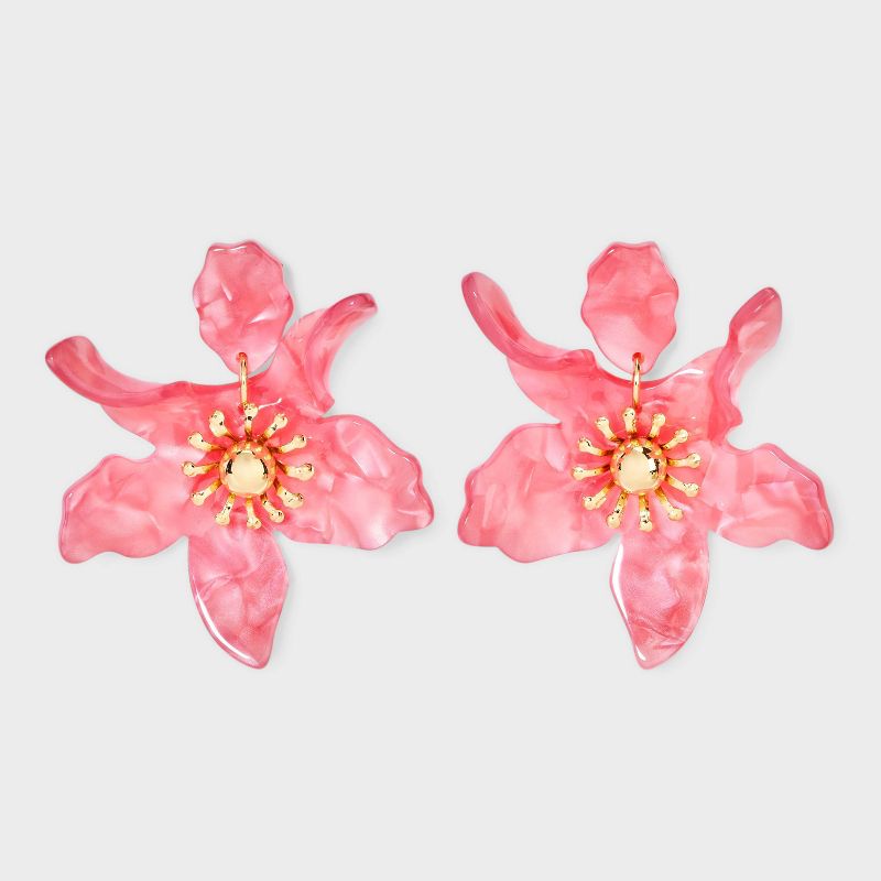 Flower Resin Earrings - A New Day&#8482; Pink, 1 of 5