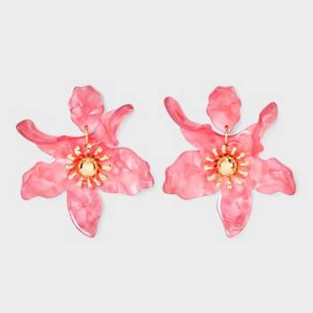 Flower Resin Earrings - A New Day™ Pink