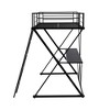 PAGED Full Size Loft Bed with Desk Modern Simple Metal Bed Frame with Storage Shelves, Guardrails and Ladder for Bedroom - 3 of 4