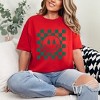 Simply Sage Market Women's Checkered Christmas Smiley Short Sleeve Garment Dyed Tee - 2 of 4