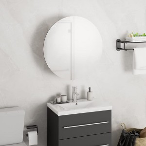 vidaXL Bathroom Cabinet with Round Mirror&LED White 15.7 in.x15.7 in.x6.9 in. - 1 of 4