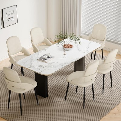 DYHOME Dining Chairs Modern Kitchen Chairs Set of 6, PU Leather Restaurant Chairs