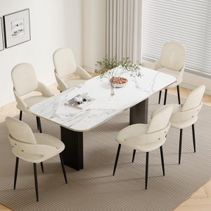 DYHOME Dining Chairs Modern Kitchen Chairs Set of 6, PU Leather Restaurant Chairs - 1 of 4