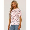 INSPIRE CHIC Women's Ruffled Short Sleeve Floral Mock Neck Summer Top - 3 of 4