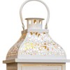 HomeRoots Set of Two Cream Distressed Filigree Metal Tabletop Lantern Candle Holders - 4 of 4