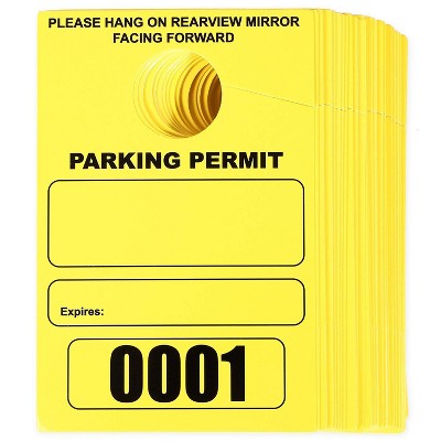 Juvale 100-Pack Blank Yellow Temporary Parking Permit Labels, Number 1-100 (3.15 x 4.75 in)