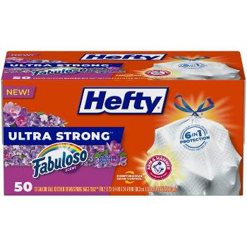 Hefty Ultra Strong Tall Kitchen Trash Bags, Fabuloso Lemon Scent, 13  Gallon, 40 Count 