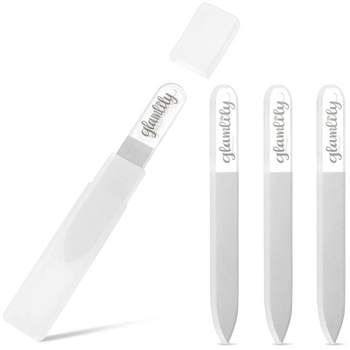 Glamlily 4 Pack Nano Crystal Glass Nail File with Case, Manicure & Pedicure for Nails, Fingernail Care Accessories