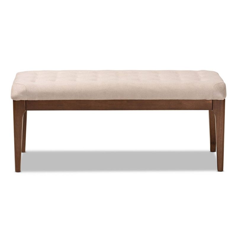 Walsh Fabric Upholstered and Wood Ottoman - Baxton Studio, 2 of 9