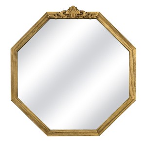 Beautyolove 24 in. W x 24 in. H Octagon Brown Wood Framed Decorative Wall Mirror - 1 of 4