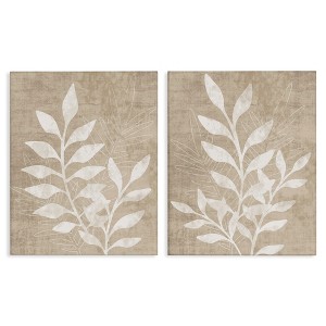 Stupell Industries Boho Botanical Leaf Silhouette 2pc Canvas Art Set - 1 of 4