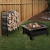 Fire Pit Table Kit 33-Inch Square Wood Burning Outdoor Fireplace with 4-Foot Firewood Rack, Spark Screen, Cover, and Log Poker by Pure Garden - 2 of 4
