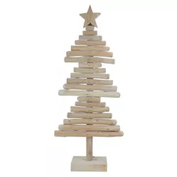 Northlight 25.5" Rustic Wooden Christmas Tree with Star Table Top Decor