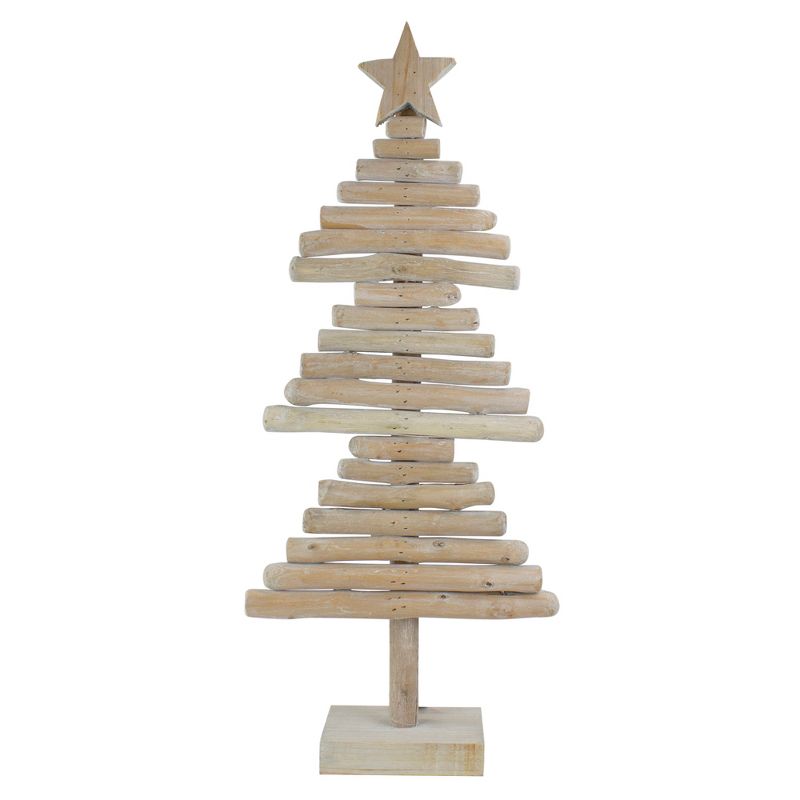 Northlight 25.5" Rustic Wooden Christmas Tree with Star Table Top Decor, 1 of 7
