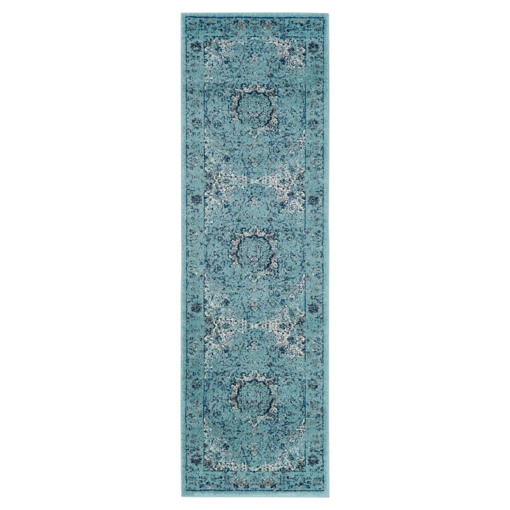 2'3inx11' Runner Light Blue Abstract Loomed - Safavieh