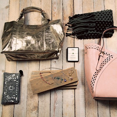 Pavilion Gift Company Anissa Pyrite - 14" x 9.5" Metallic Leather Purse/Handbag - Handbags — фото 2